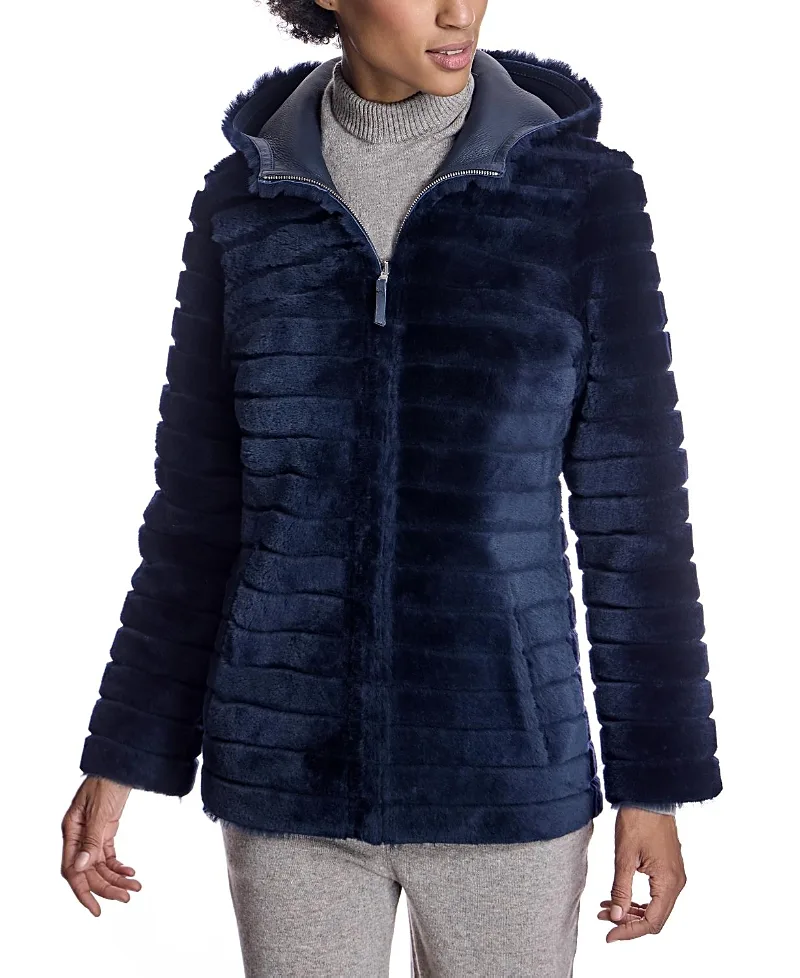 Hooded Reversible Shearling Lamb Jacket by Maximilian