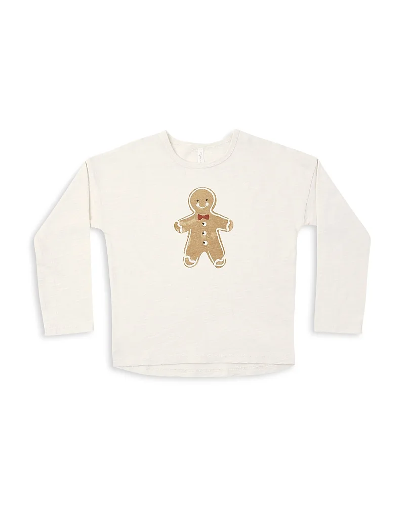 Long Sleeved Cotton Gingerbread Man Tee by Rylee + Cru