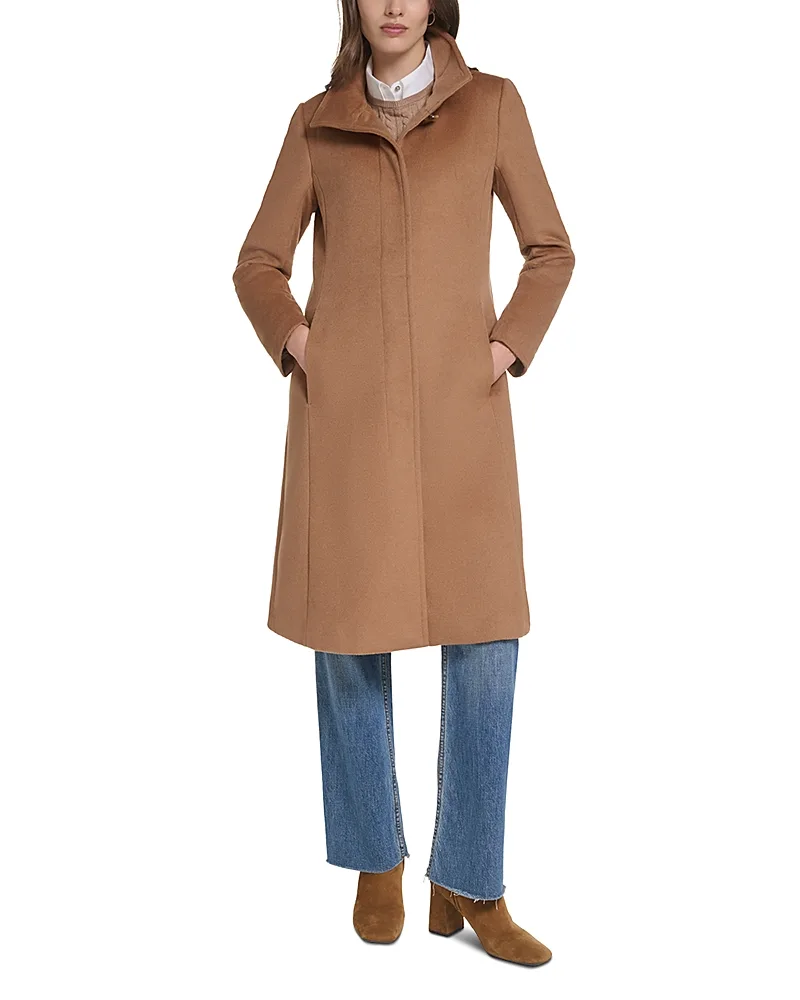 Stand Collar Wool Blend Coat by COLE HAAN