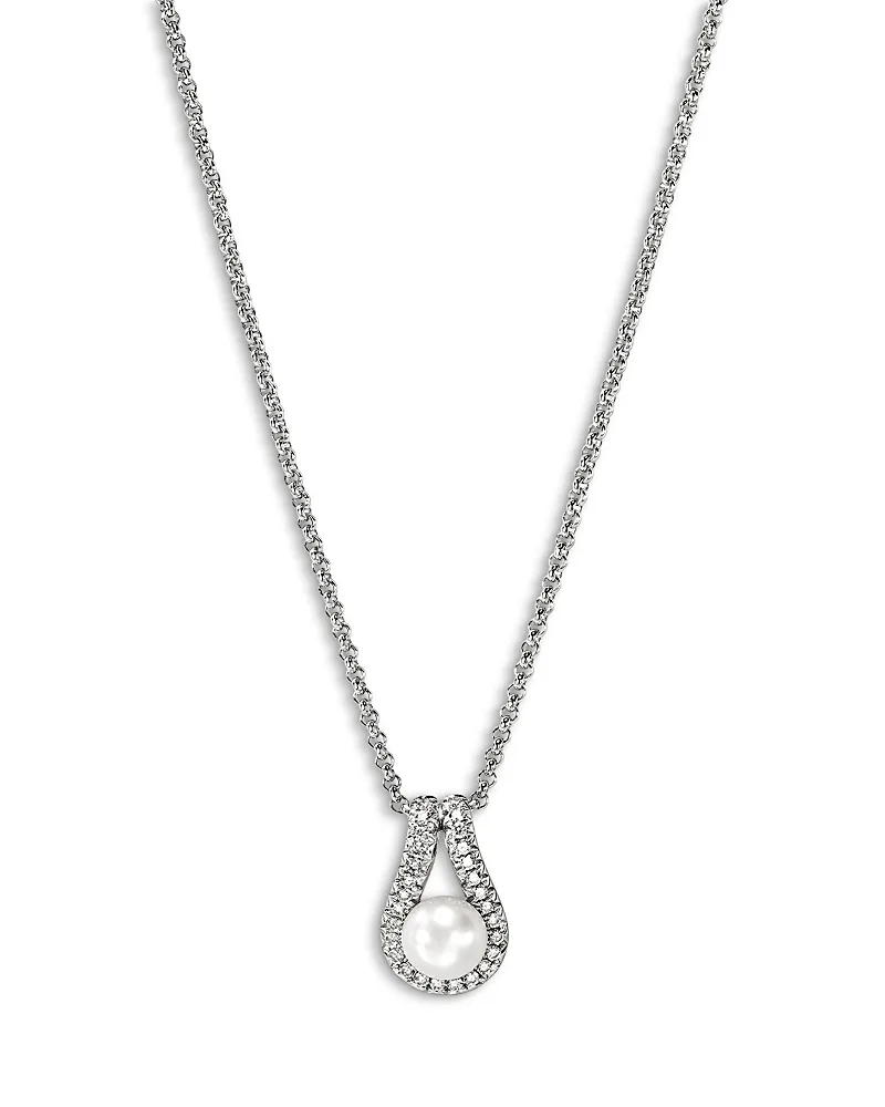 Sterling Silver Surf Cultured Freshwater Pearl & Diamond Pendant Necklace, 16-18" by John Hardy