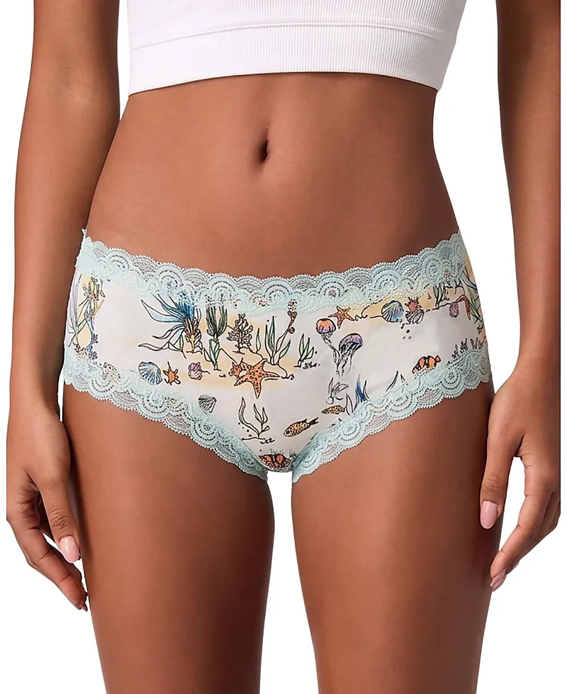 Soft Silk Printed Lace Trim Brief by Uwila Warrior