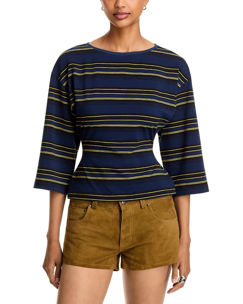 Douglas Striped Curved Tee by Eb Denim