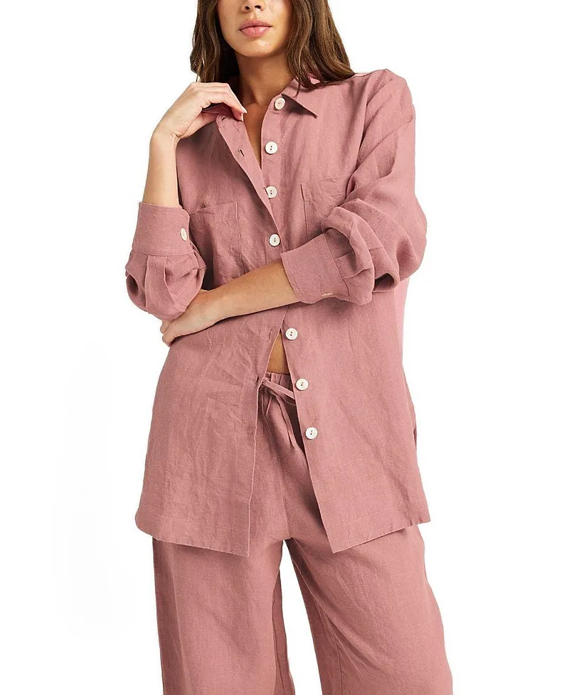 Nadia Linen Button Down Shirt by Vitamin A
