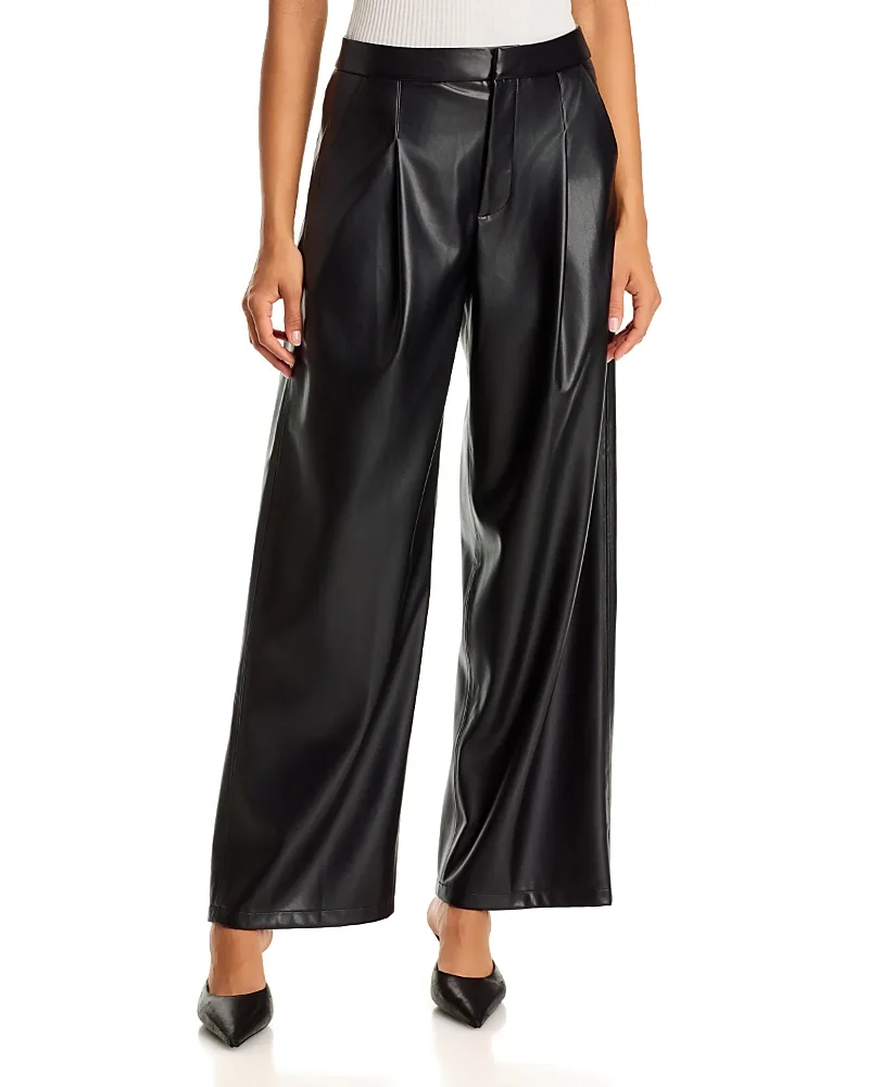 Faux Leather Wide Leg Pants