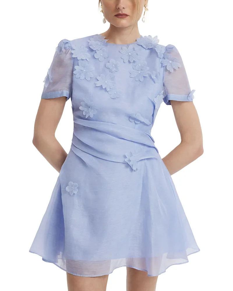 Elyse Petal Linen & Silk Mini Dress by Leo Lin