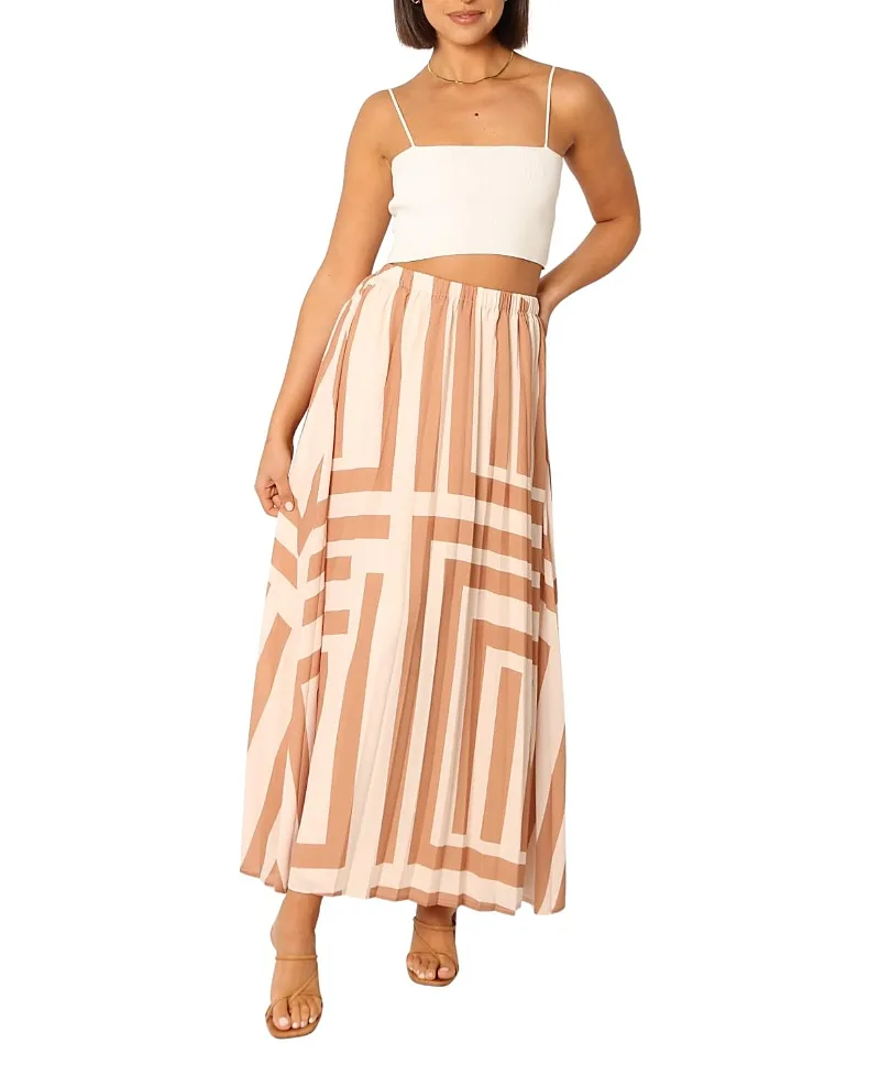 Elke Pleat Midi Skirt by Petal And Pup