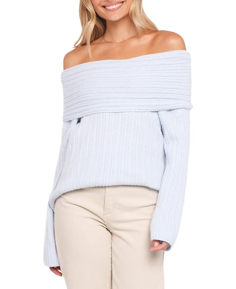 Kenny Off Shoulder Knit Sweater by Petal And Pup