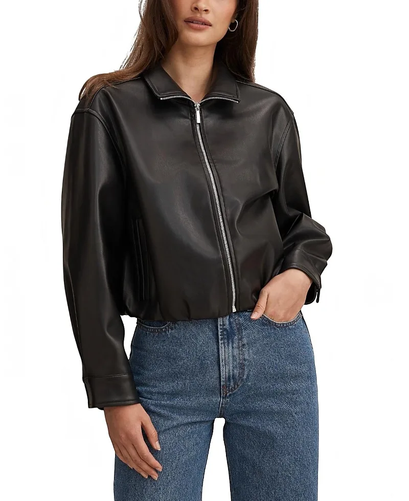Julia Faux Leather Funnel Neck Jacket by Ever New