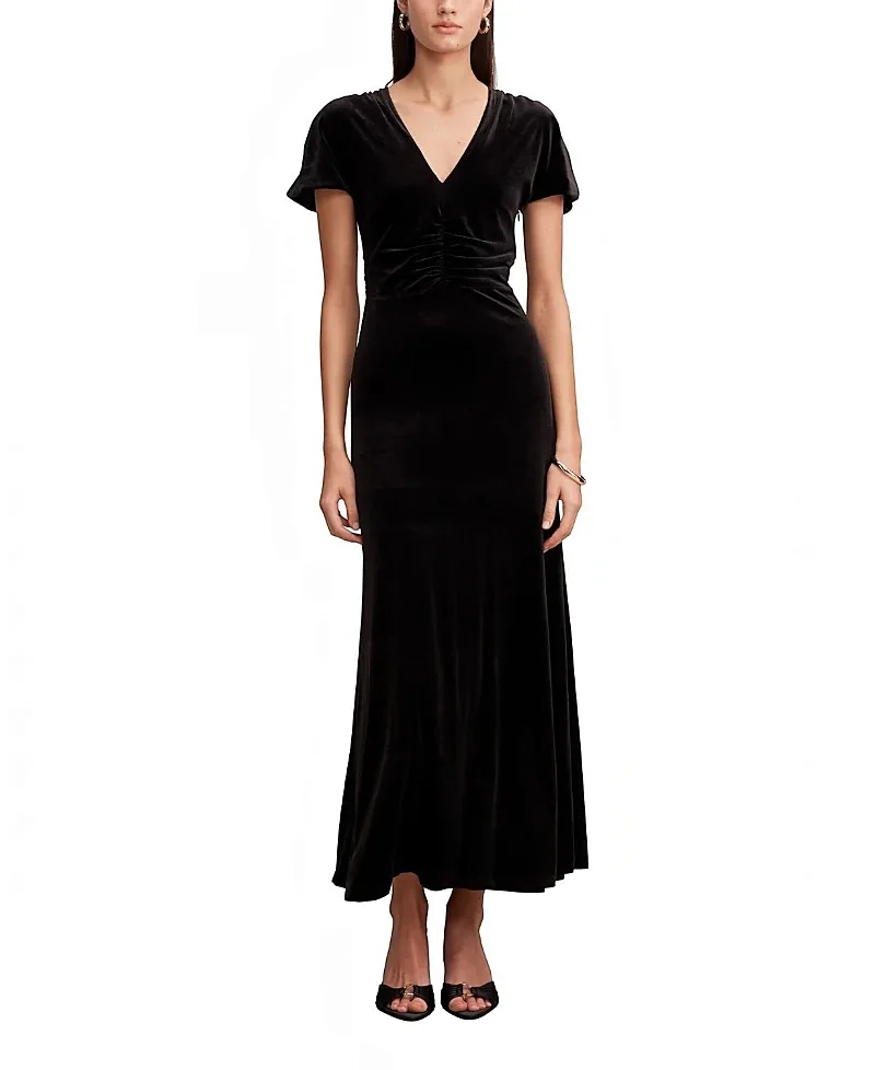 Elma Velvet Ruched Maxi Dress