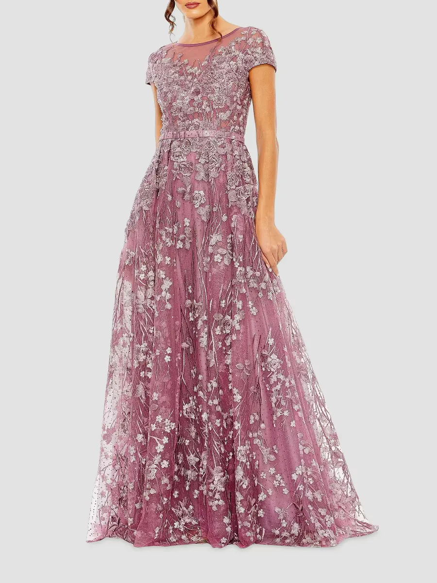 Mac Duggal Beaded & Floral-Embroidered Gown by M.A.C.