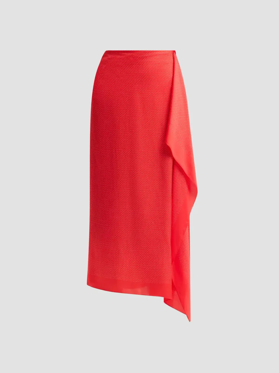 Seraphina Pin Dot Ruffled Midi Skirt