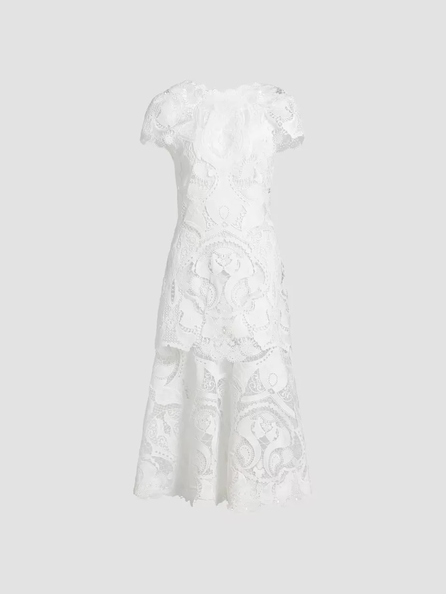 Laura Cap-Sleeve Lace Midi-Dress by SIMKHAI