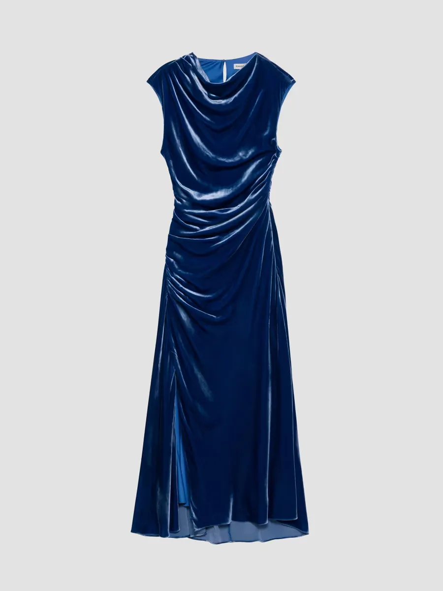 Burke Velvet Draped Midi Dress