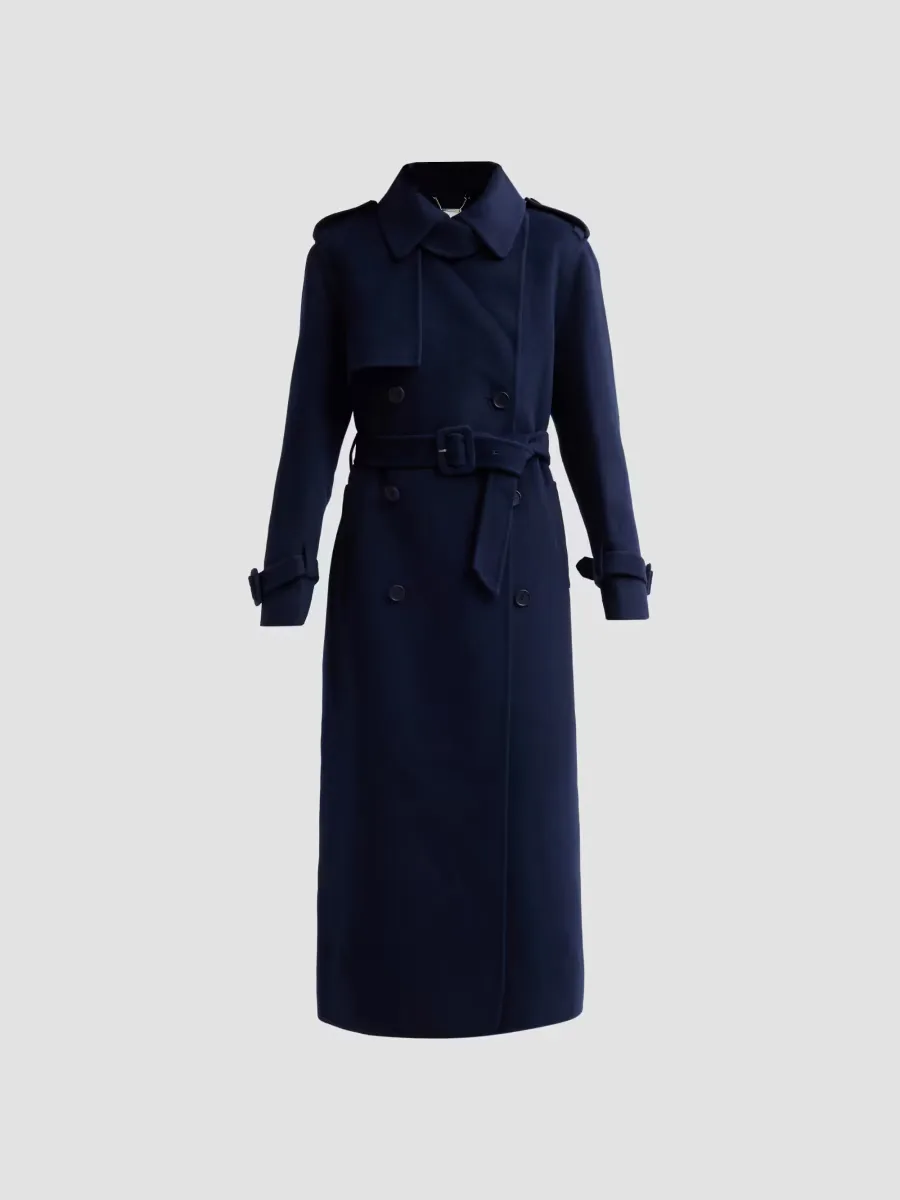 Rumi Wool-Blend Belted Long Coat