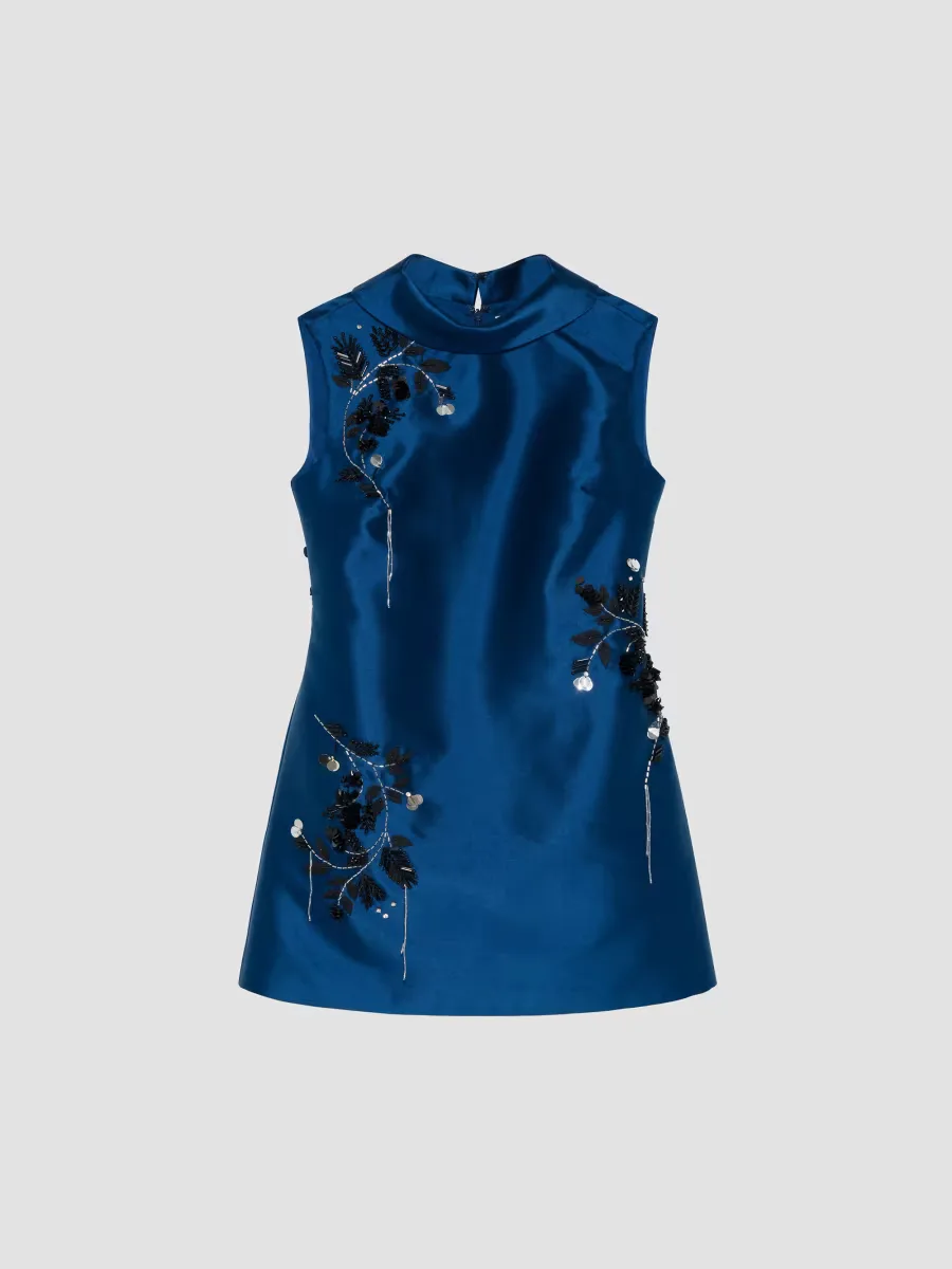 Renza Sequined Floral-Embroidered Satin Mini Dress by SIMKHAI