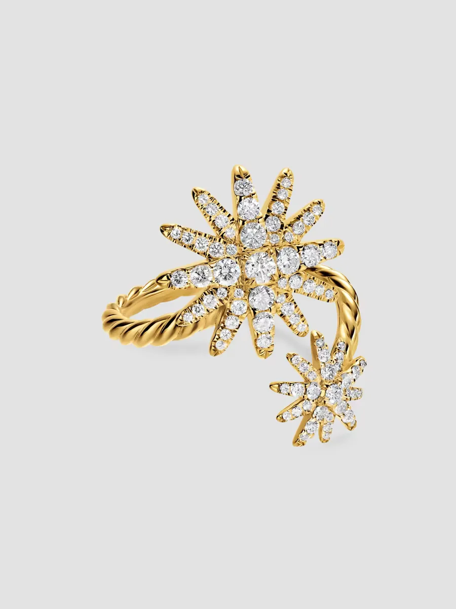 Starburst Bypass Ring in 18K Yellow Gold