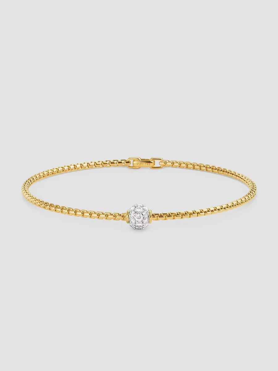 Pav Bead Box Chain Bracelet in 18K Yellow Gold by David Yurman