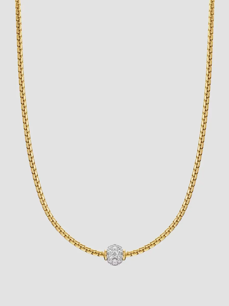 Pav Bead Box Chain Necklace in 18K Yellow Gold by David Yurman