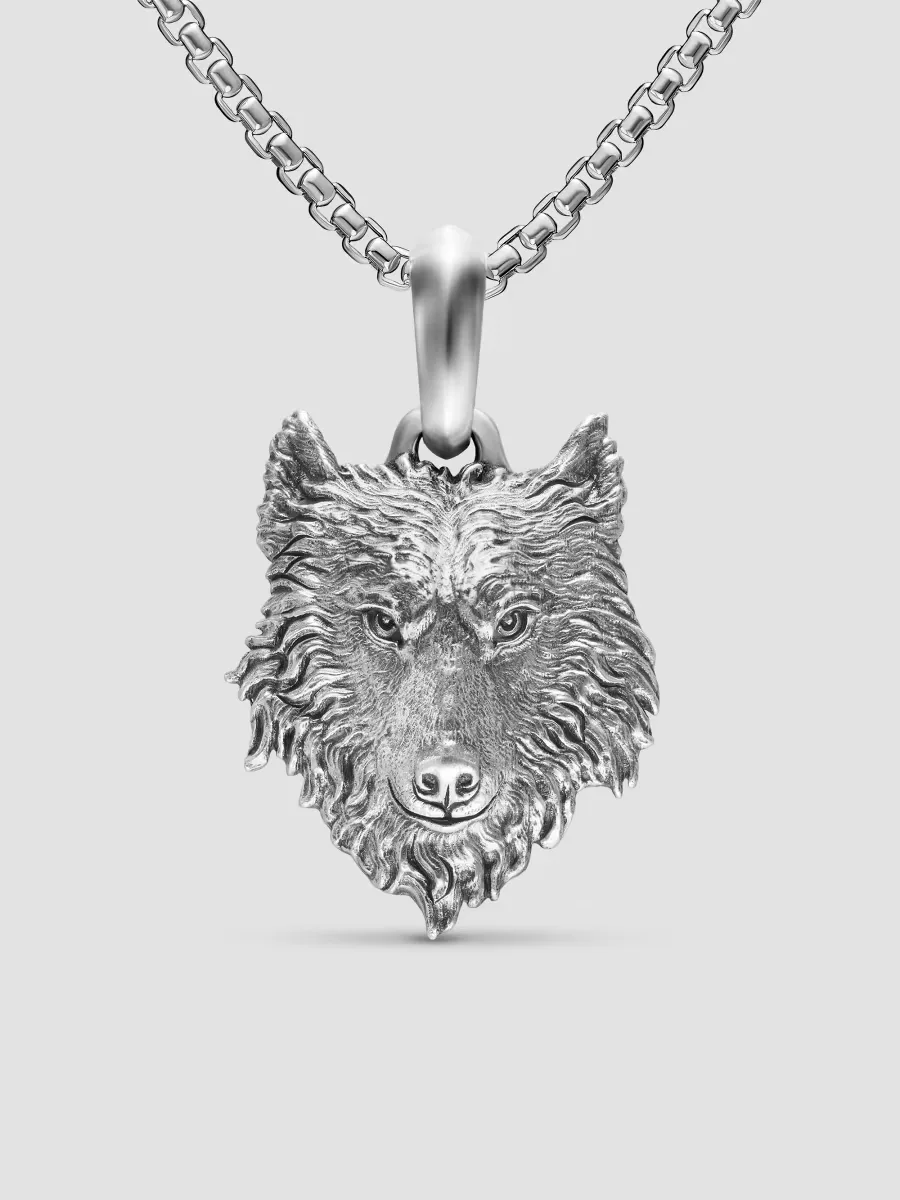 Petrvs Wolf Amulet in Sterling Silver, 26MM by David Yurman