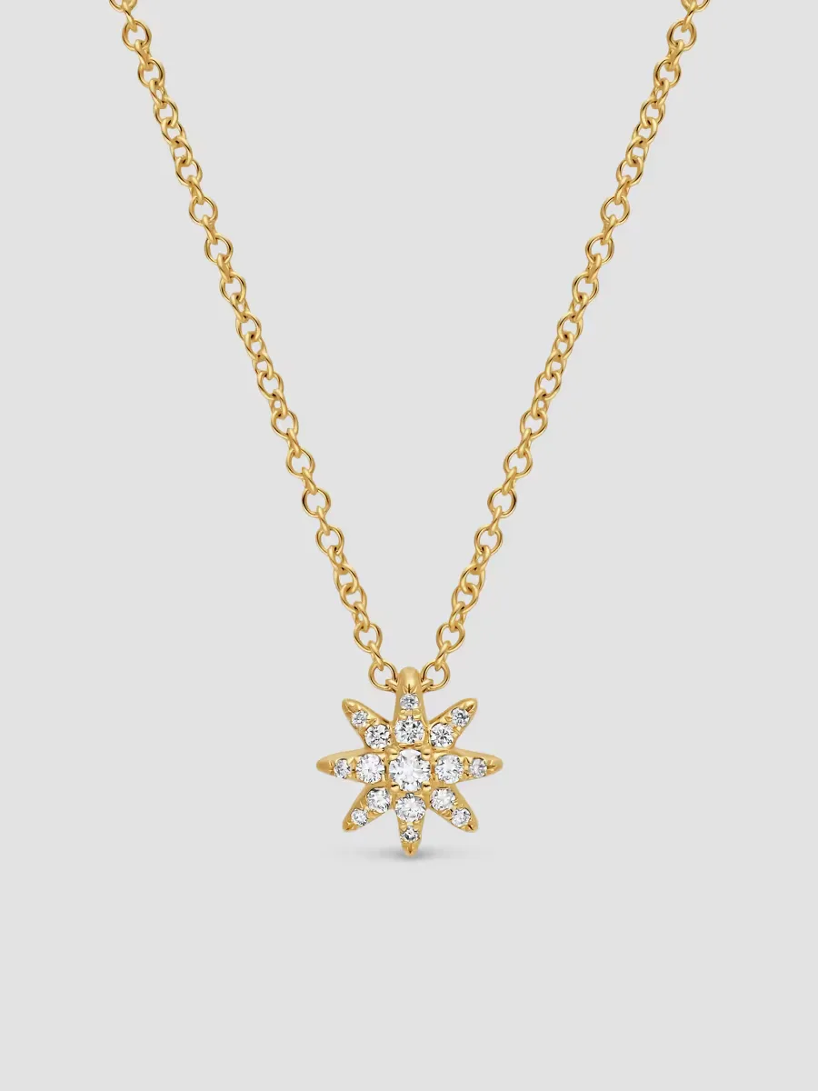 Petite Starburst Station Necklace in 18K Yellow Gold with Diamonds, 7MM by David Yurman
