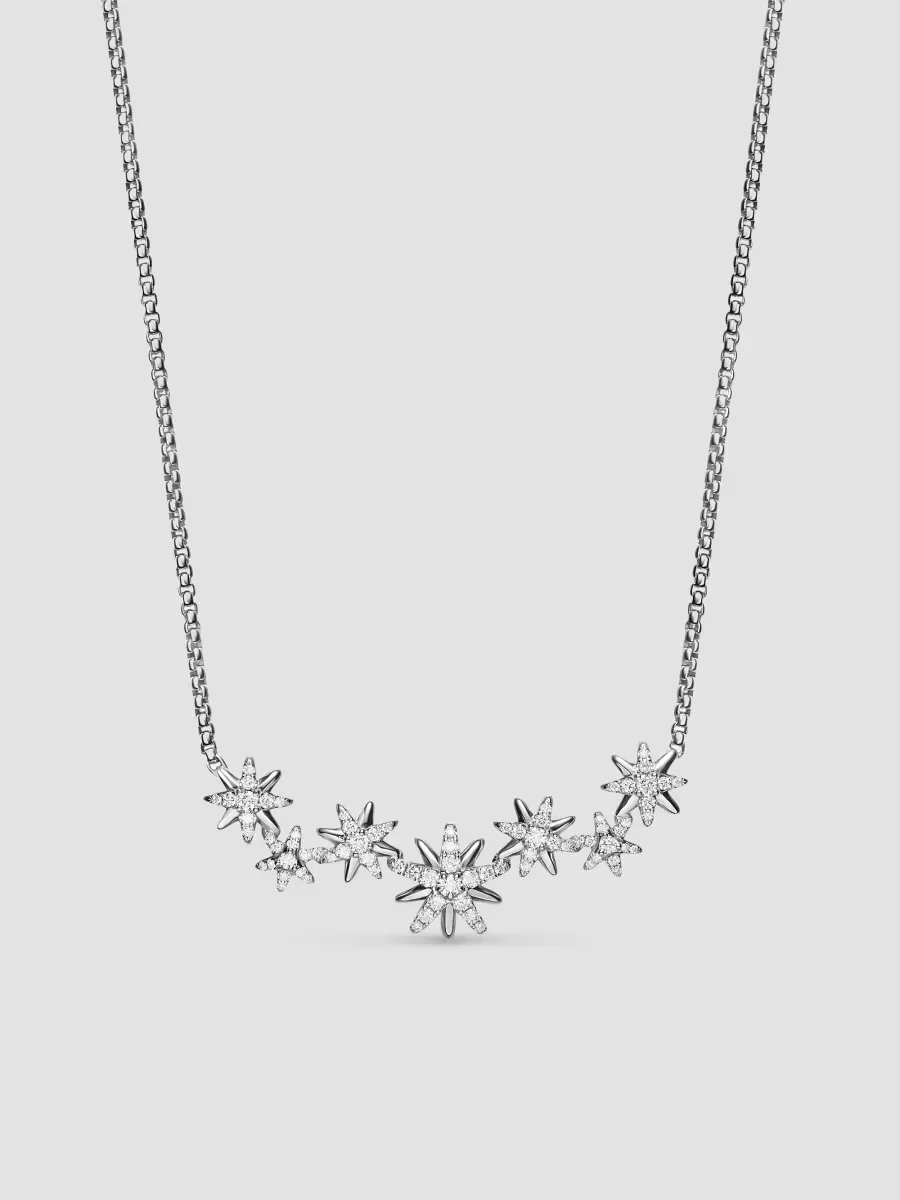 Starburst Cluster Necklace in Sterling Silver with Diamonds, 15.5MM by David Yurman