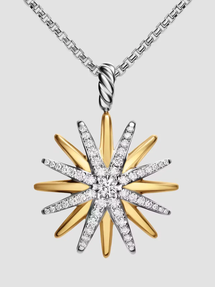 Starburst Amulet in Sterling Silver with 18K Yellow Gold with Diamonds, 25MM by David Yurman