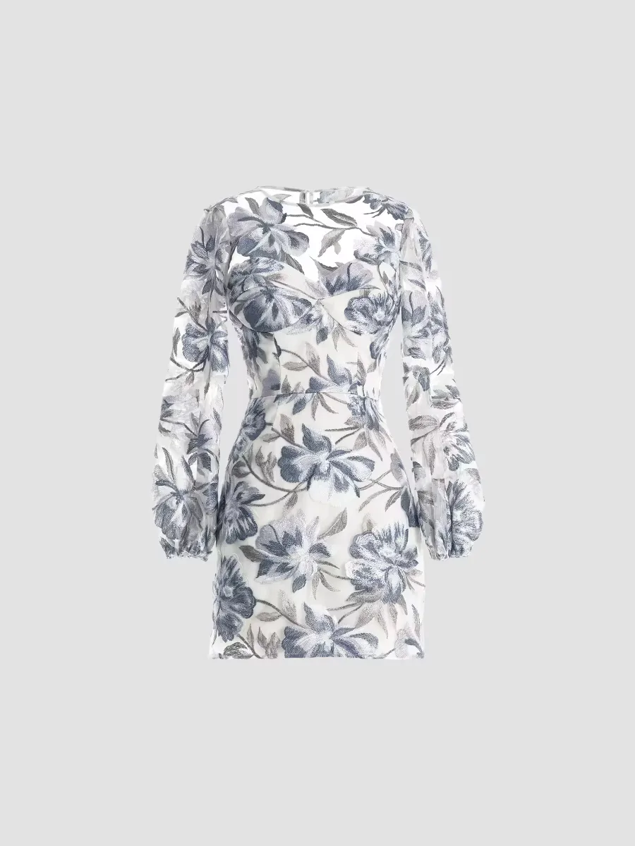 Mila Floral-Embroidered Minidress by Dress the Population