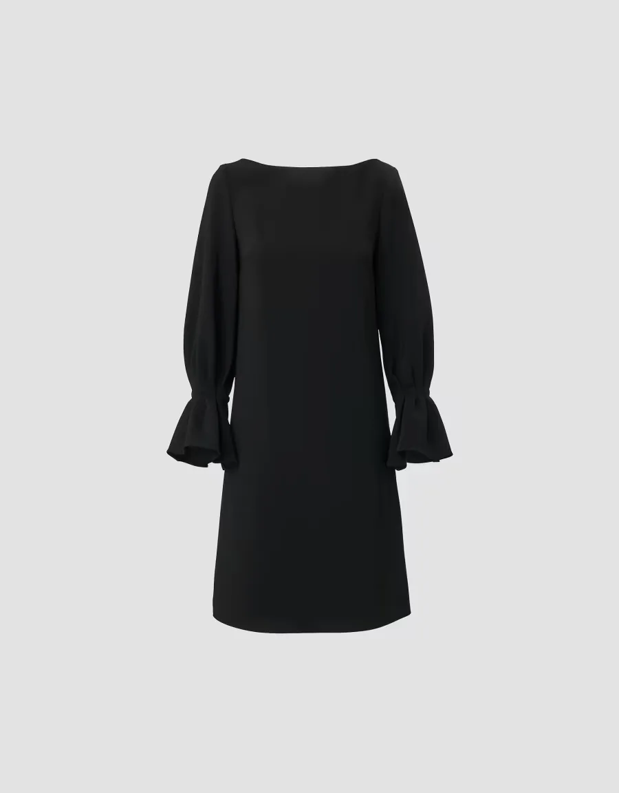 Silk Puff-Sleeve Shift Minidress