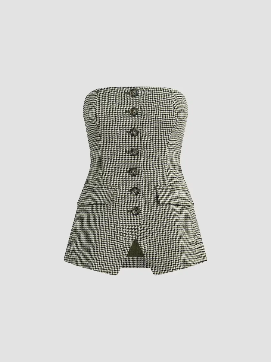 Phoebe Houndstooth Bustier by Favorite Daughter
