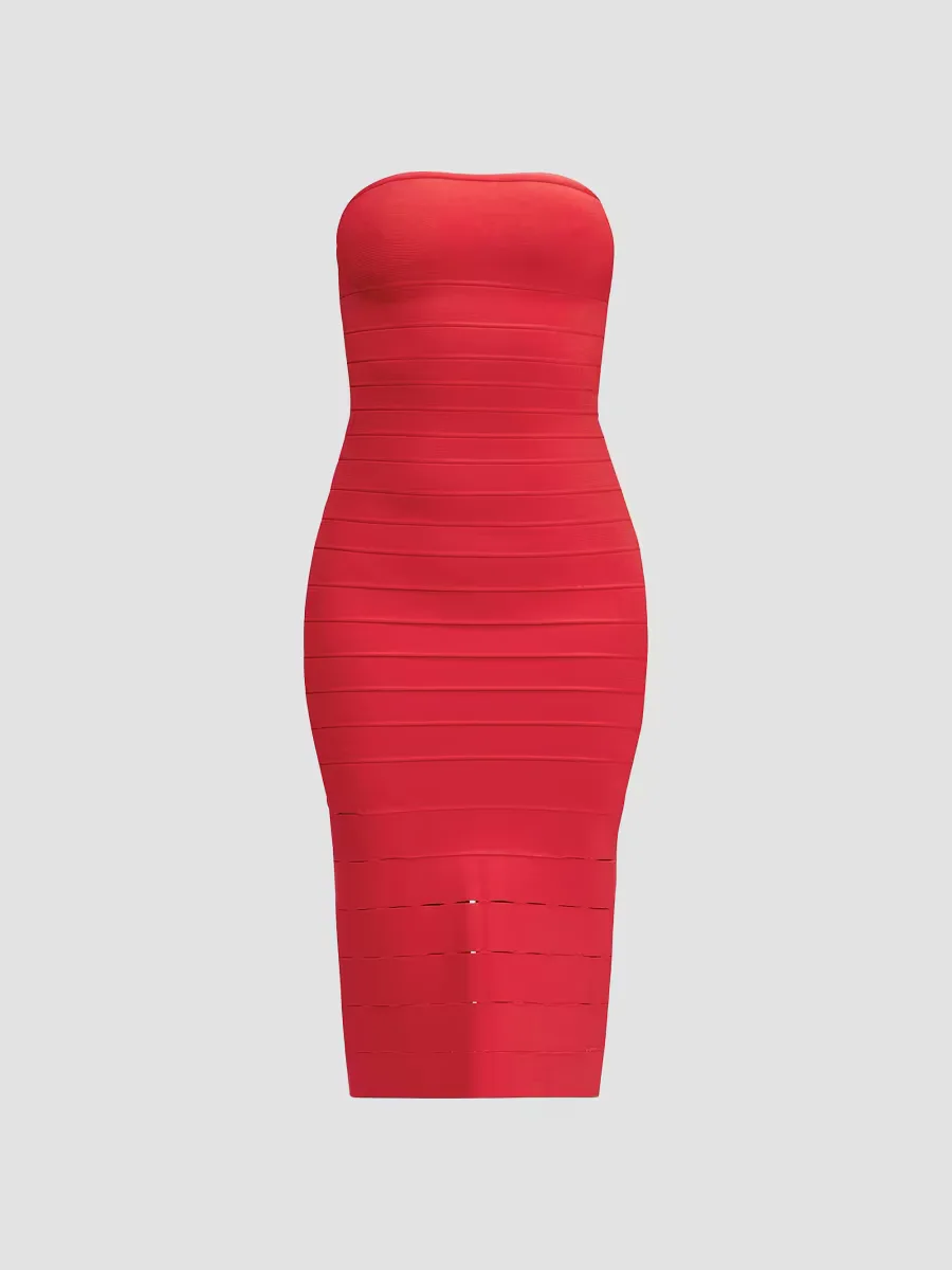 Cassidy Bandage Strapless Midi-Dress by Herv Lger