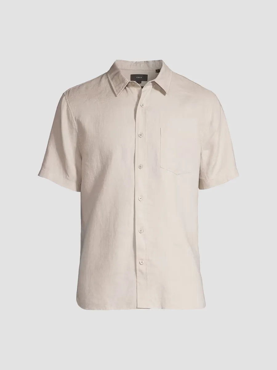 Linen Short-Sleeve Button-Front Shirt by Vince