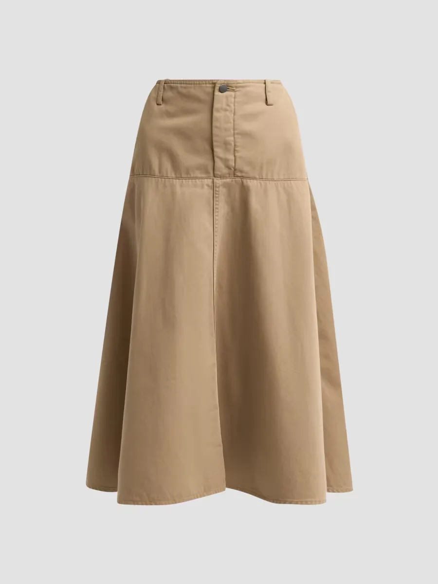 Washed Cotton Drop-Waist Midi Skirt by Vince