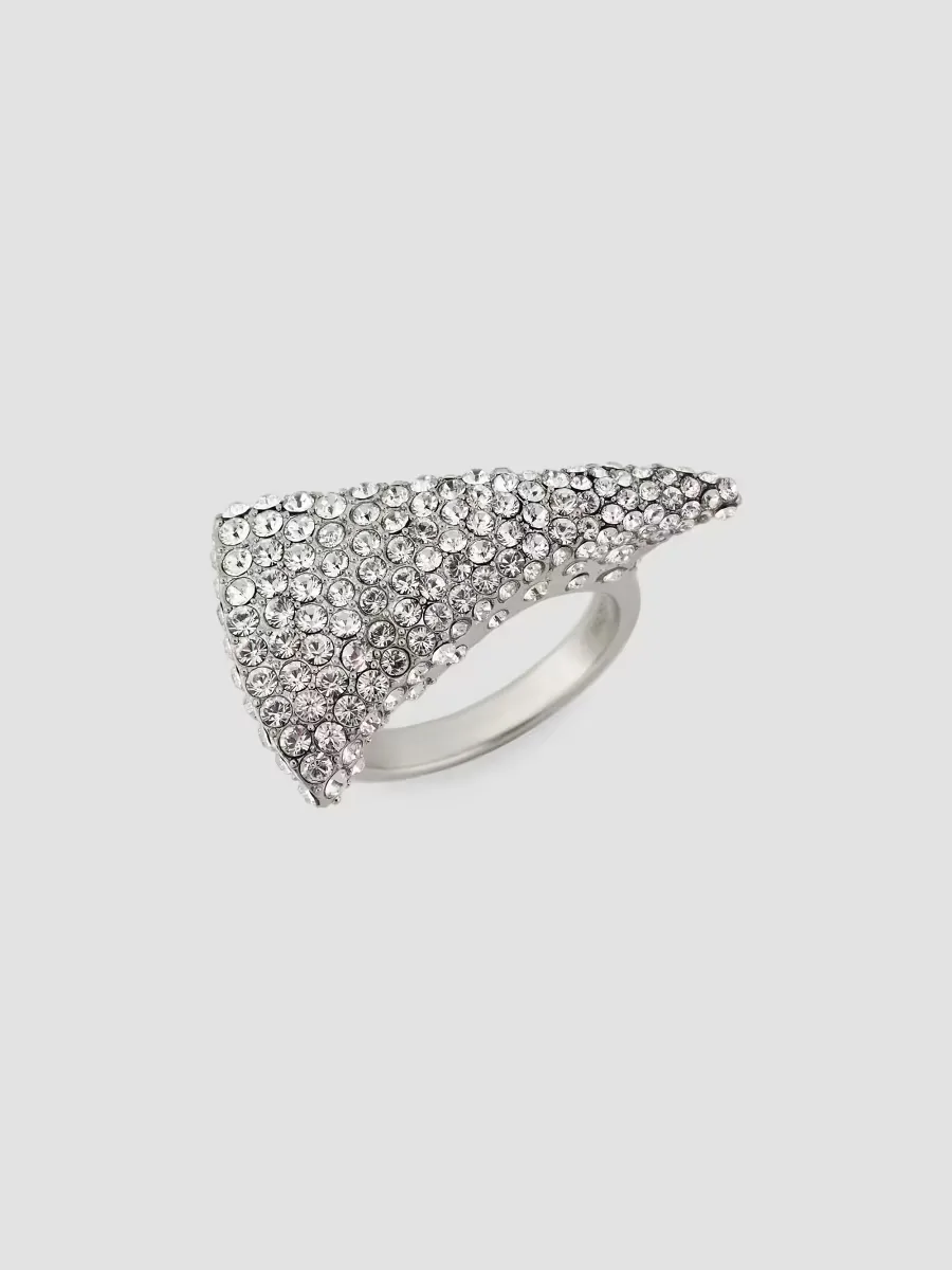 Silvertone & Glass Crystal Tigers Claw Ring by McQueen