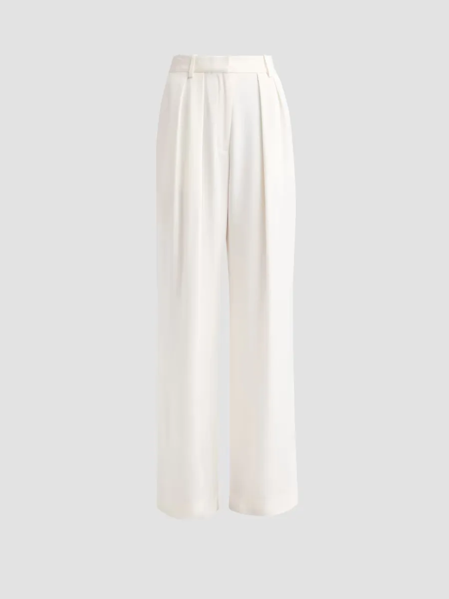 Dylan Silk Pleated Wide-Leg Pants by Adam Lippes