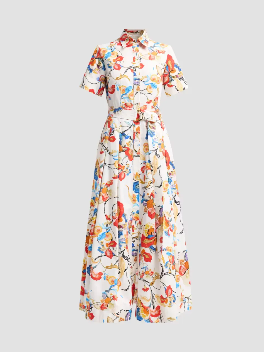 Leighton Floral Cotton Belted Midi Shirtdress by Adam Lippes