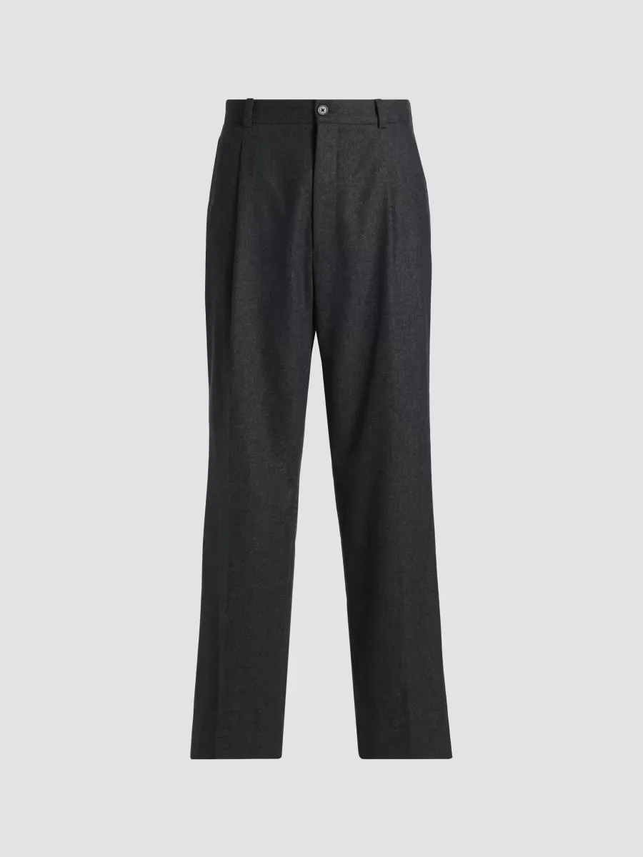 Pleated Cashmere-Nylon Relaxed-Fit Trousers