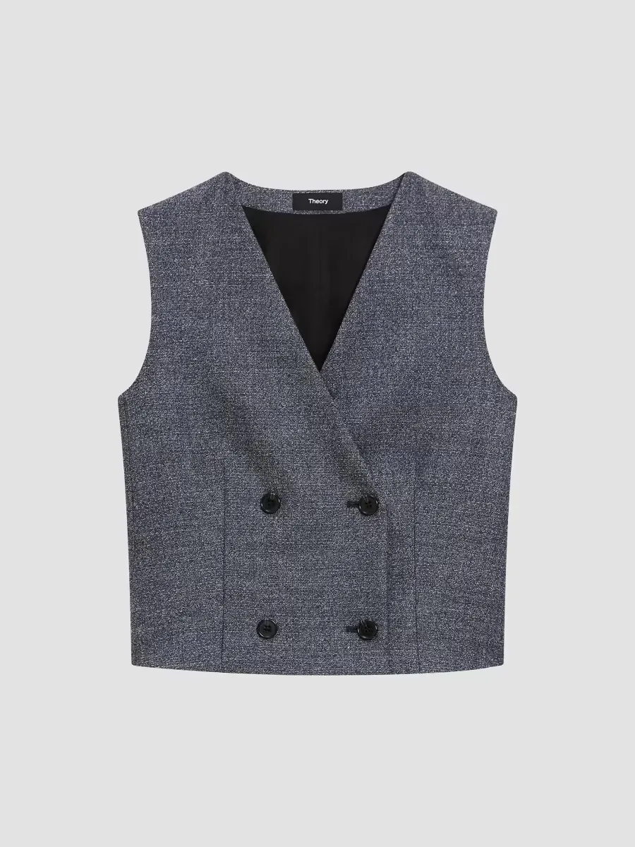 Shrunken Double-Breasted Virgin Wool Vest by Theory