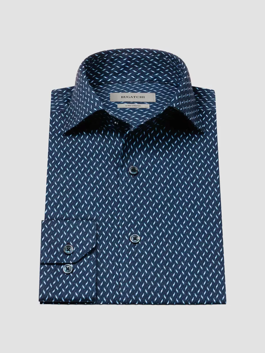 James Geometric Wave Stretch-Cotton Button-Front Shirt by BUGATCHI
