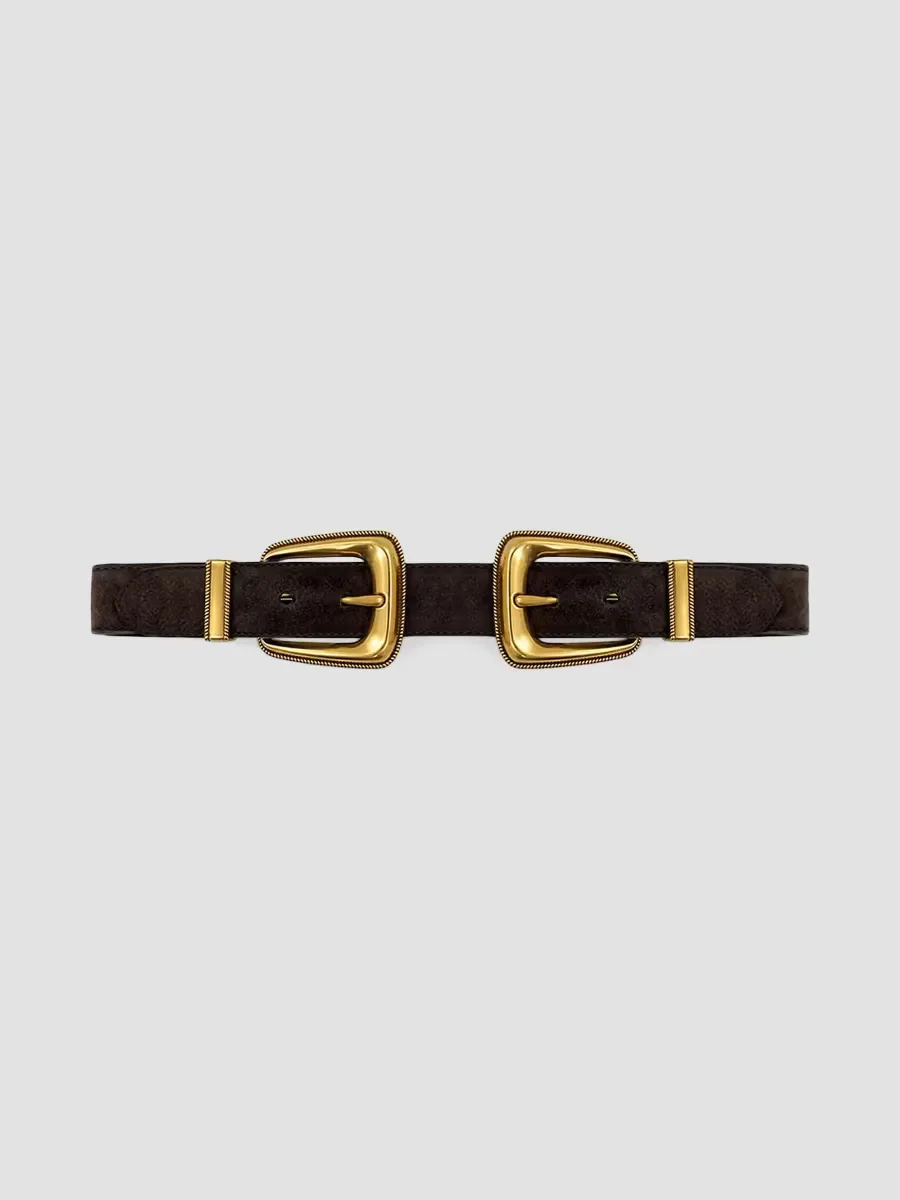 Arch Double-Buckle Suede Waist Belt