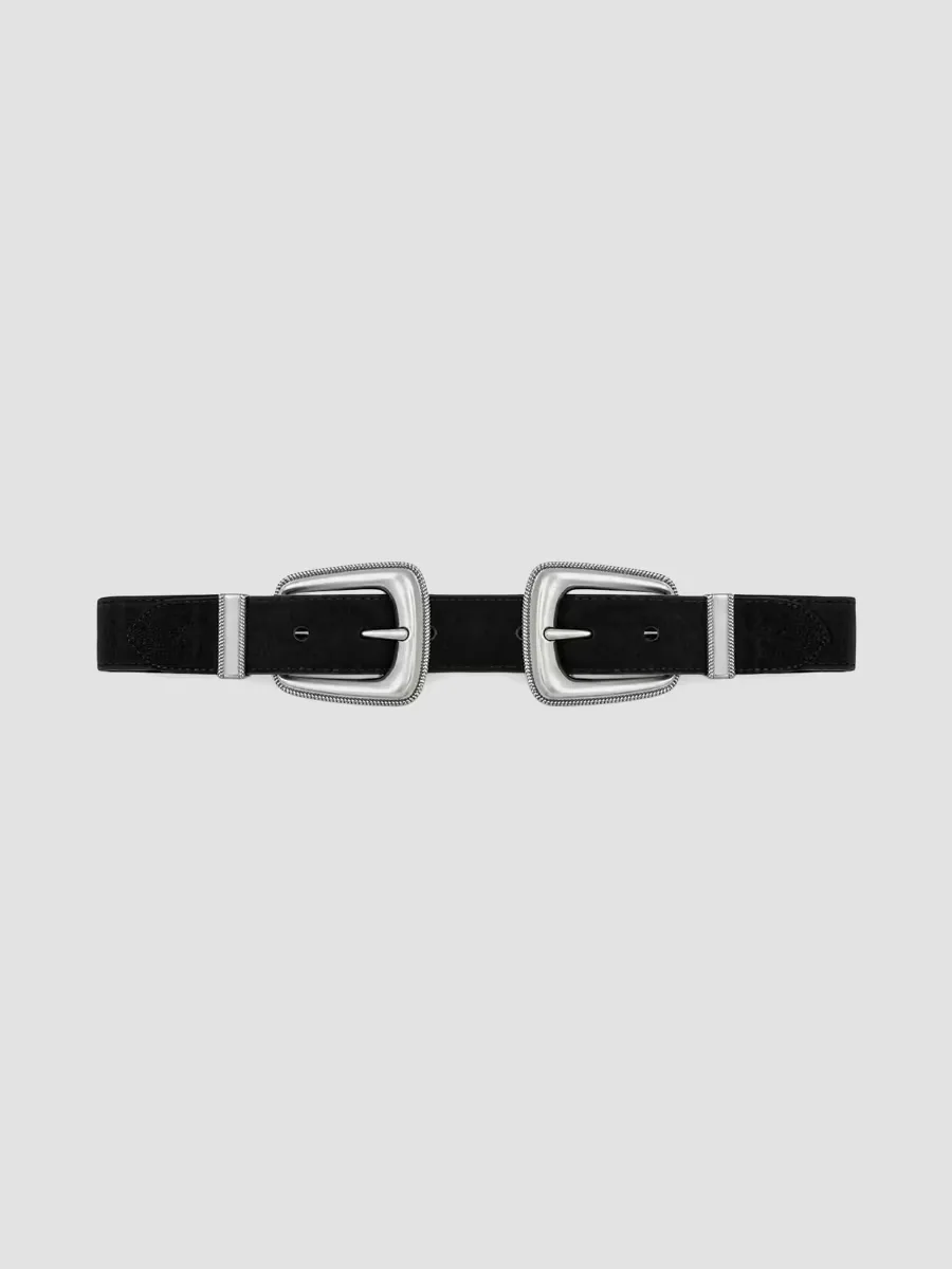 Arch Double-Buckle Suede Waist Belt