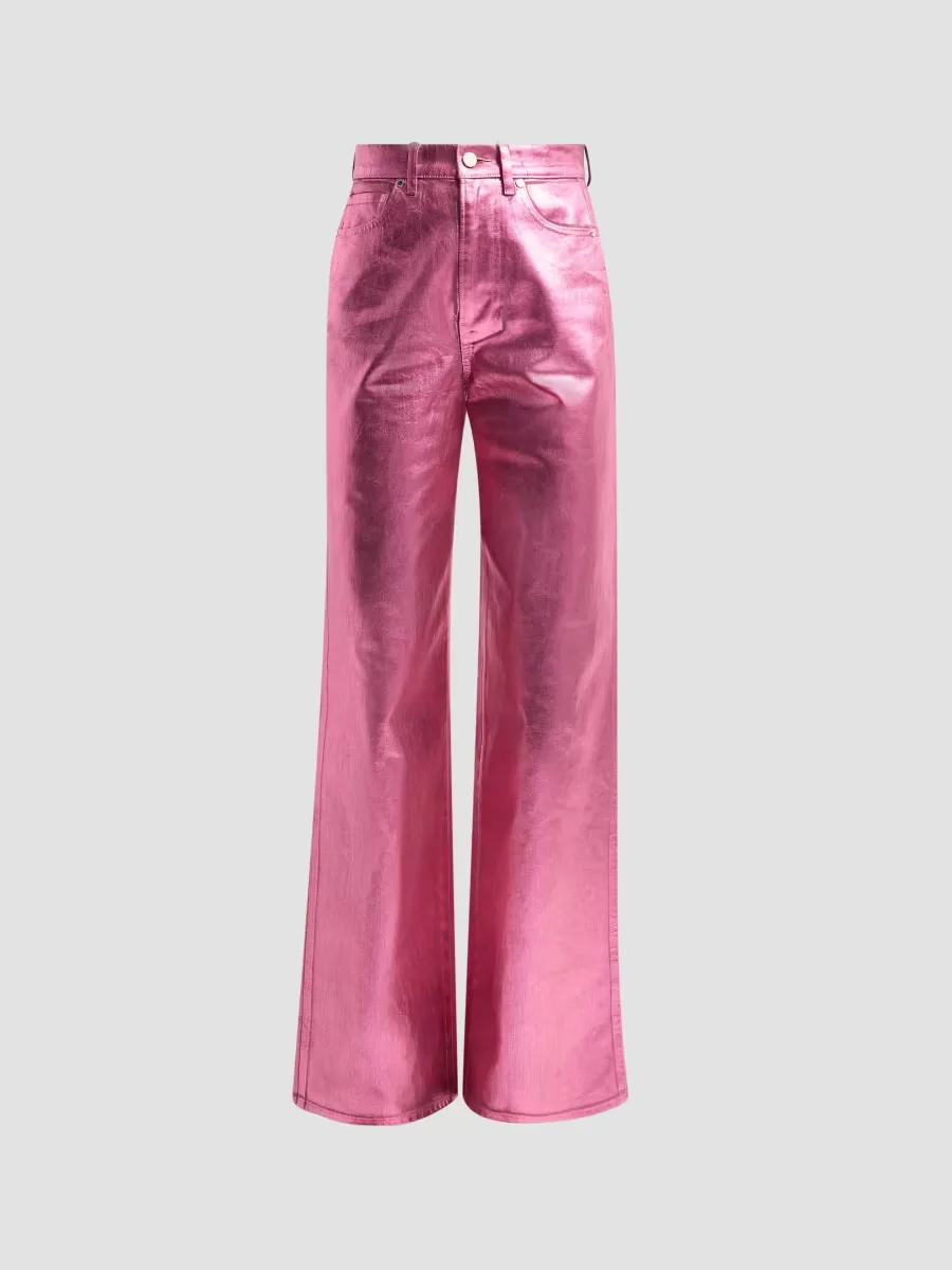 Taylor Metallic Mid-Rise Wide-Leg Jeans by Veronica Beard