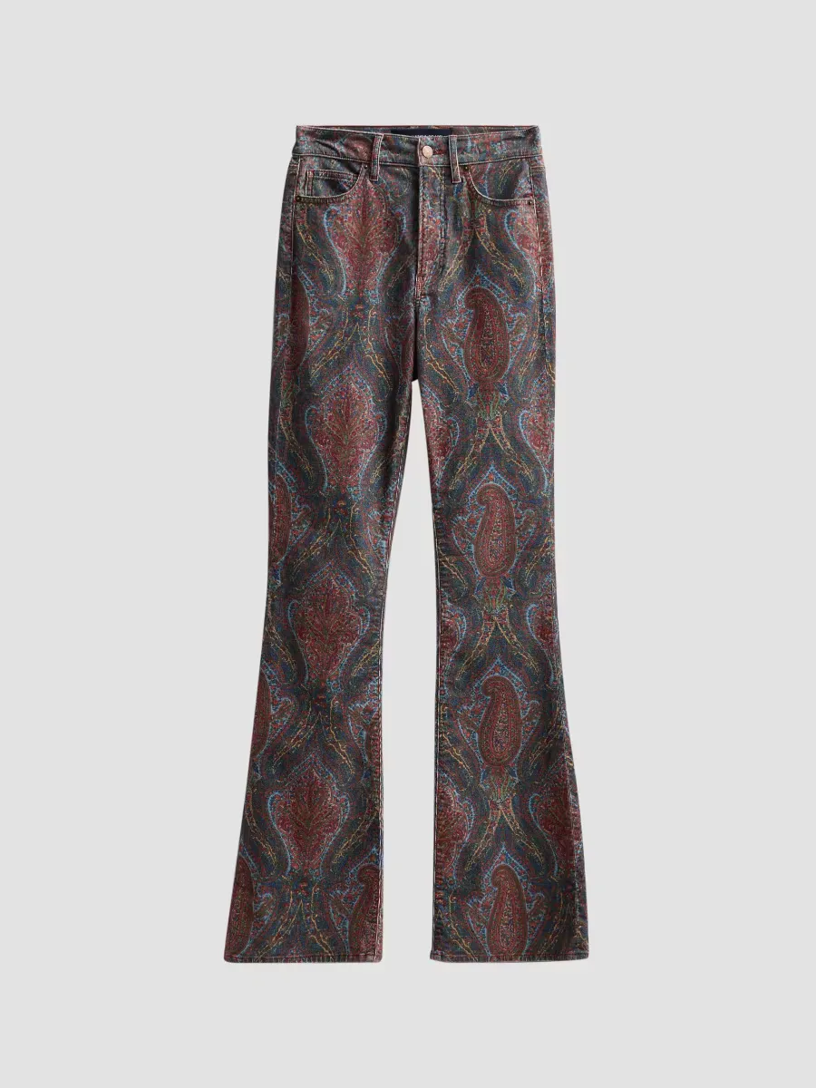 Beverly Paisley Flare Jeans by Veronica Beard