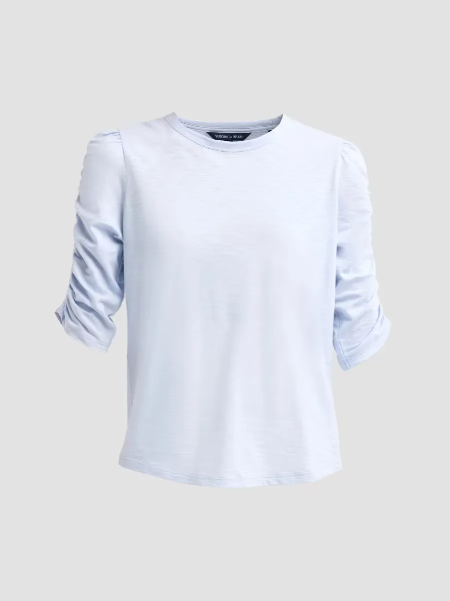 Waldorf Ruched-Sleeve Cotton Tee by Veronica Beard