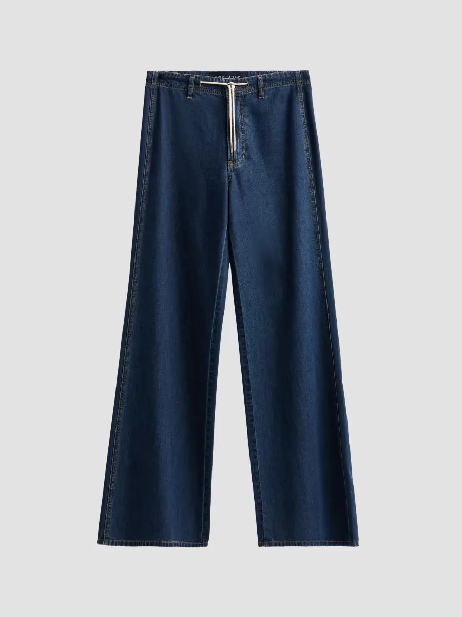 Lilette Drawstring Wide-Leg Jeans by Veronica Beard