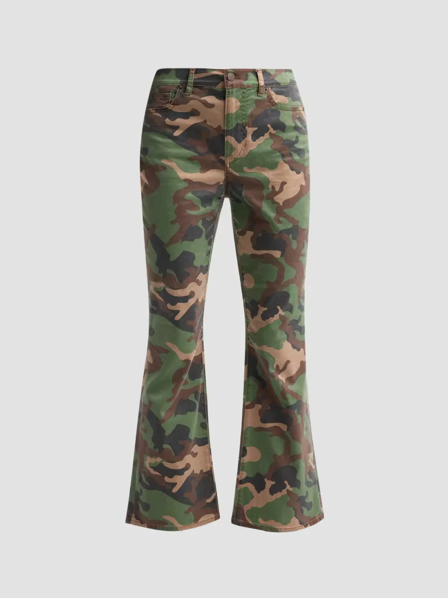 Carson Camouflage High-Rise Ankle-Flare Jeans by Veronica Beard