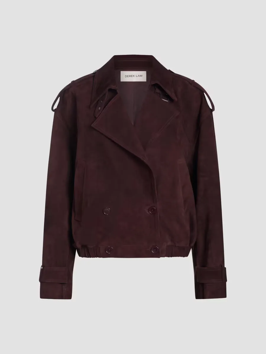 Jane Suede Double-Breasted Blouson Jacket by Derek Lam