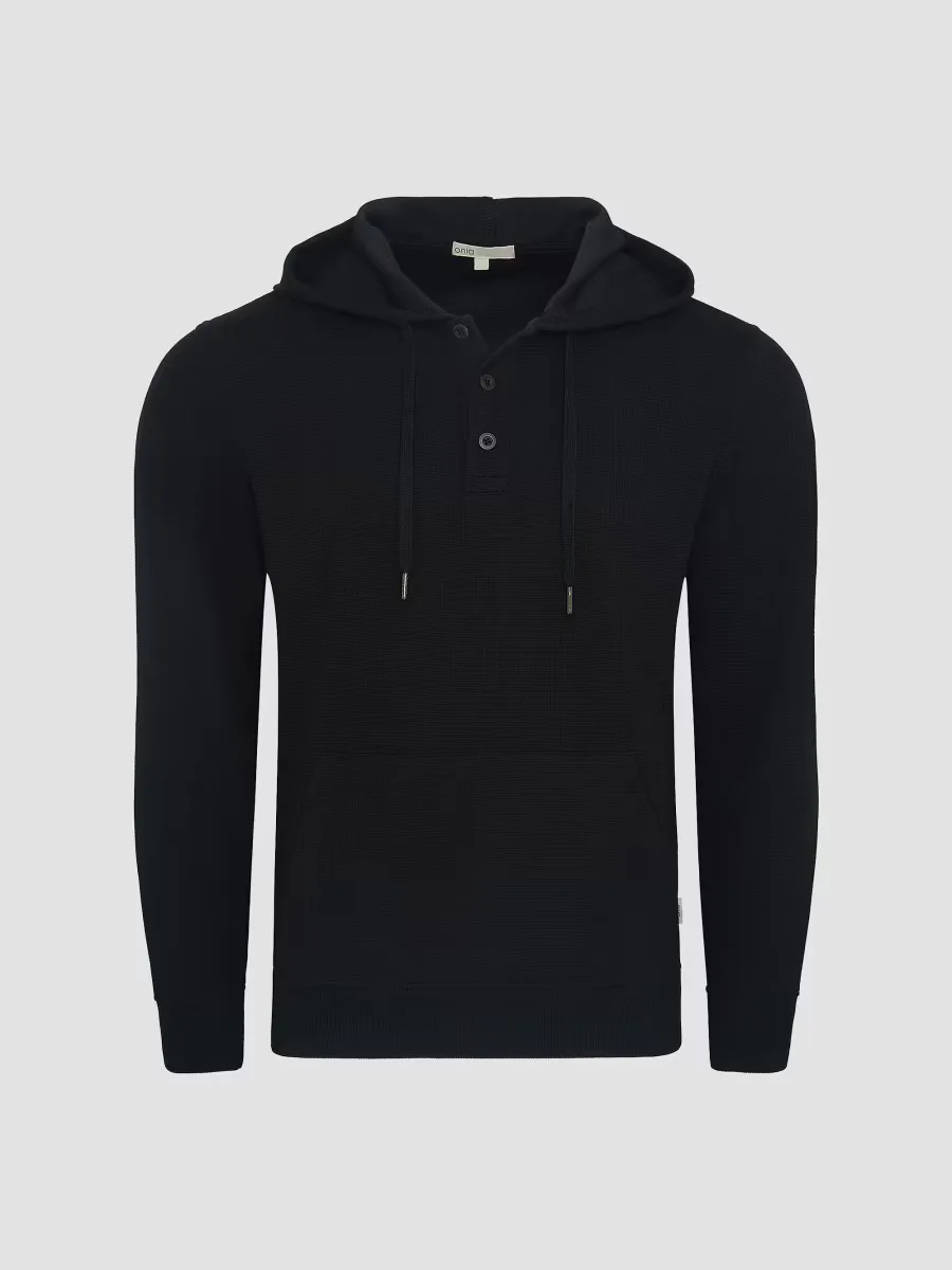 Waffle Half Button Hoodie