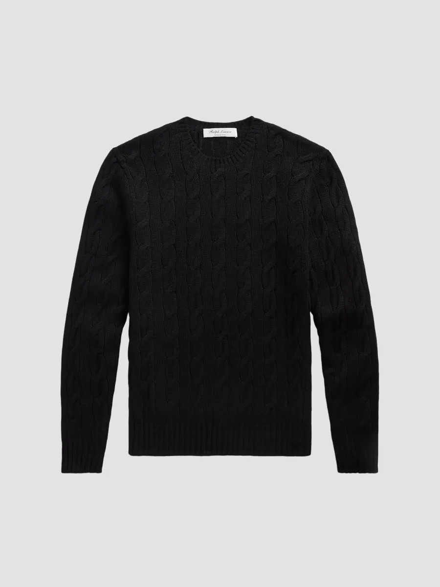 Ralph Lauren Purple Label Cable-Knit Cashmere Crewneck Sweater by Ralph Lauren