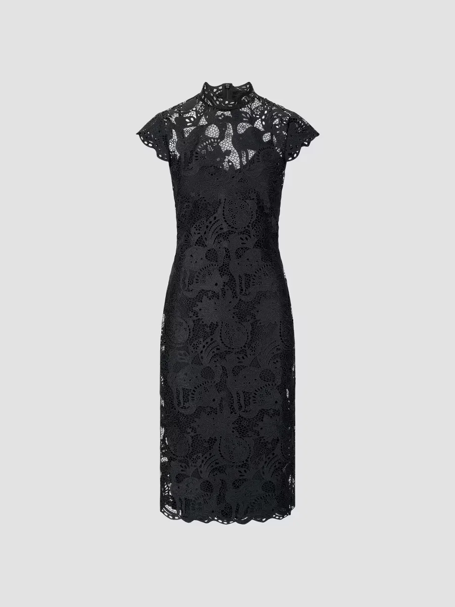 Rosaline Lace Mock Turtleneck Midi-Dress by STAUD