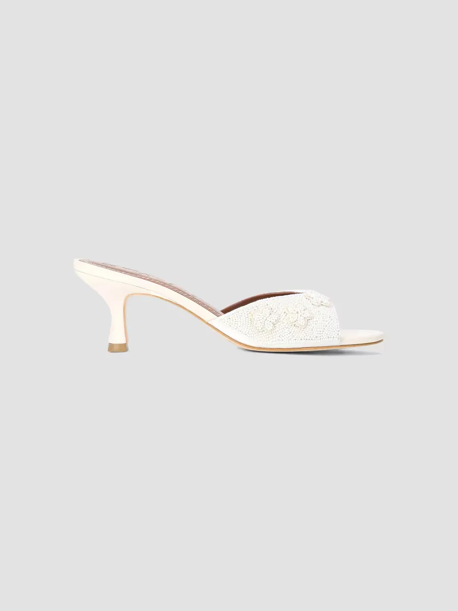 Brigitte 60MM Floral-Beaded Mules by STAUD